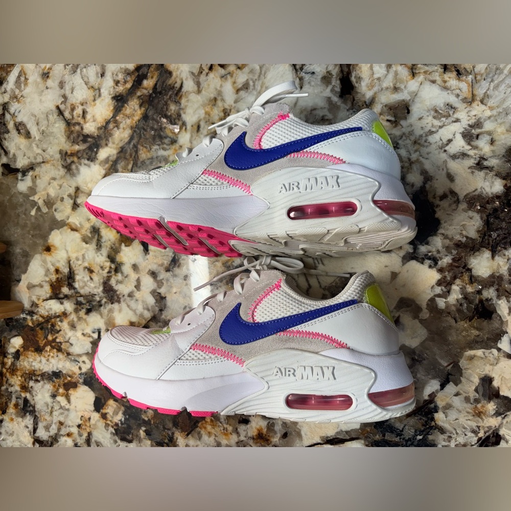 Nike Air Max White with Pink and Green Highlights - Picture 4 of 9